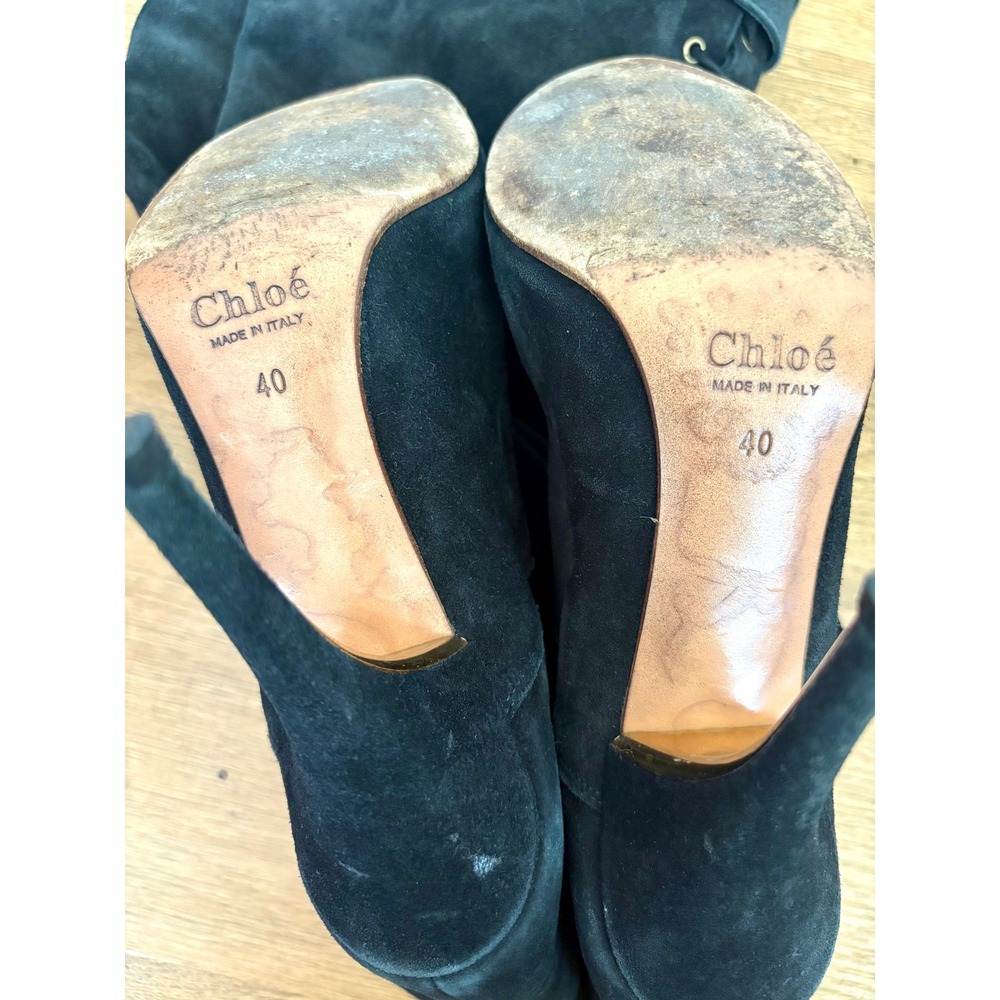 Chloe FW 2009 Size 40 Black Suede Over Knee Thigh High Stiletto Boots Size 9 9.5 - Picture 6 of 8